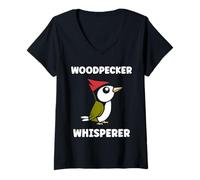 Mujer Small Bird Woodpeckers Cute Quote Whisperer Woodpecker Camiseta Cuello V