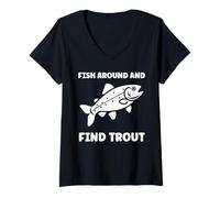 Mujer Small Cute Trouts Simple Fish Around and Find Trout Camiseta Cuello V