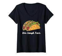 Mujer Small Fastfood funny Tacos quote live laugh taco Camiseta Cuello V