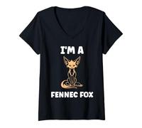 Mujer Small Funny Fennec Fox Canids Simple I'm a Fennec Fox Camiseta Cuello V