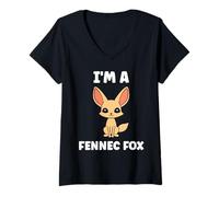 Mujer Small Funny Fennec Fox Canids Simple I'm a Fennec Fox Camiseta Cuello V