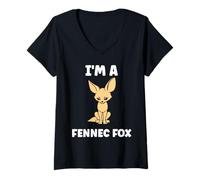Mujer Small Funny Fennec Fox Canids Simple I'm a Fennec Fox Camiseta Cuello V