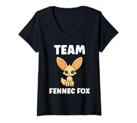 Mujer Small Funny Fennec Fox Canids Simple Team Fennec Fox Camiseta Cuello V