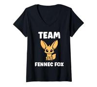 Mujer Small Funny Fennec Fox Canids Simple Team Fennec Fox Camiseta Cuello V