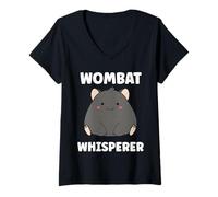 Mujer Small Funny Wombats Minimalist Animals Whisperer Wombat Camiseta Cuello V