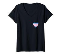 Mujer Small Heart Shape Trans Flag LGBTQ+ Activist Transgender Camiseta Cuello V