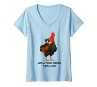 Mujer Small Pussy Riding a Big Cock Funny Pussy Meme Adult Joke Camiseta Cuello V