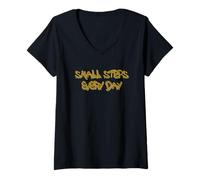 Mujer Small Steps Every Day Motivational Quote Design Camiseta Cuello V
