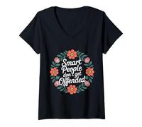 Mujer Smart People Don't Get Offended Inteligencia - Camiseta Cuello V