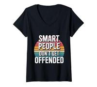 Mujer Smart People Don't Get Offended Inteligencia - Camiseta Cuello V