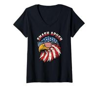 Mujer Smash APUSH Bandera Americana Divertido 2025 Examen AP Para Estudiantes Camiseta Cuello V