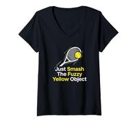 Mujer Smash The Yellow Object Jugador de Tenis Camiseta Cuello V