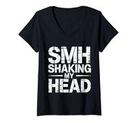 Mujer SMH Shaking My Head Slang Internet Meme Expression - Camiseta Cuello V