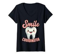 Mujer Smile Coordinator Asistente Dental Diseño Mujeres Odontología Camiseta Cuello V
