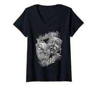 Mujer Smile Now Cry Later Arte Chicano Tatuaje Cholo Clown Camiseta Cuello V