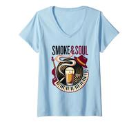 Mujer Smoke & Soul Fan Disco de Vinilo Jazz Music Lover Collector Camiseta Cuello V
