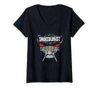 Mujer Smokeologist - Barbacoa Divertida para ahumar Camiseta Cuello V