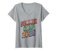 Mujer Smore Summer Camp 2026 Staff Vibes - Ropa de Enfermera anfitriona Camiseta Cuello V