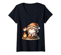 Mujer Smores GNOME Grandpa For Camping Lovers and Summer Vacation Camiseta Cuello V