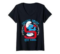 Mujer Smurfs College Varsity Smurf Geek University Tendencias Camiseta Cuello V