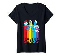 Mujer Smurfs Rainbow Team Colors Crazy Friends Party BFF Classic Camiseta Cuello V