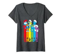 Mujer Smurfs Rainbow Team Colors Crazy Friends Party Classic BFF Camiseta Cuello V