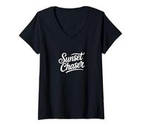 Mujer #snirt sunset chaser camiseta puesta de sol sudadera con capucha mujer hombre Camiseta Cuello V