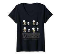 Mujer Snoopy Charlie Brown Comic Vibes Bailando Beagle Retro Diversión Camiseta Cuello V