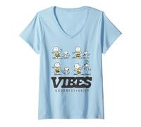 Mujer Snoopy Charlie Brown Vibes Bailando Beagle Divertido Amigos Retro Camiseta Cuello V