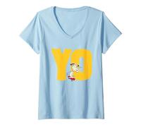 Mujer Snoopy Skateboard Trucos Stunts Beagle 50s Clásico Lol Retro Camiseta Cuello V