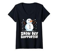 Mujer Snow Day Supporter Snowflake Teacher Christmas Winter Season Camiseta Cuello V