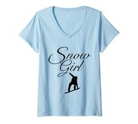 Mujer Snow Girl (Negro) Snowboard Snowboarder Camiseta Cuello V