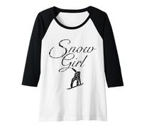 Mujer Snow Girl (Negro Vintage) Snowboard Snowboarder Camiseta Manga Raglan