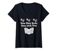 Mujer Snow Many Books Snow Little Time Reading Christmas Book Club Camiseta Cuello V