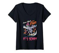 Mujer Snow Much Fun Its Scary Esqueleto esquiando Amante Camiseta Cuello V