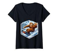 Mujer Snowboard Sasquatch Big Foot Snowboard Big-Foot Shaka Camiseta Cuello V
