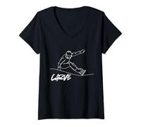 Mujer Snowboard Tallado Invierno Acción Montaña Libertad Camiseta Cuello V