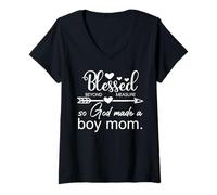 Mujer So God Makes Boy Mom Merch,Christian Boy Mom Jesus Boy Mama Camiseta Cuello V