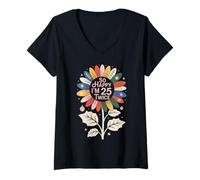 Mujer So Happy I'm 25 Twice Sunflower Funny 50th Birthday 50 Year Camiseta Cuello V