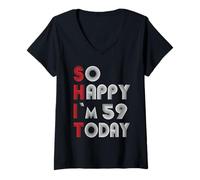 Mujer So Happy Im 59 Today 59 Cumpleaños 59 Años 59 Cumpleaños Camiseta Cuello V