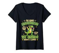 Mujer So Long Kindergarten Look out 1er Grado Here I Come Dinosaurio Camiseta Cuello V