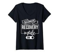 Mujer Sober Recovery Mode On Celebrate Sobriety 1 Year Anniversary Camiseta Cuello V