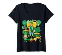 Mujer Sobrecargado Día de San Patricio Divertido Absurdo Meme Camiseta Cuello V