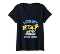 Mujer Sobrevive a este trabajo sin gráficos de Bitcoin Camiseta Cuello V