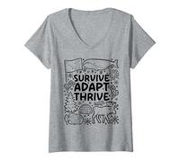 Mujer Sobrevive. Adaptar. Prosperar. - Alaska Wilderness Camiseta Cuello V