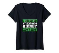 Mujer Sobreviví a la donación de riñón de mi esposo esposa divertida Camiseta Cuello V