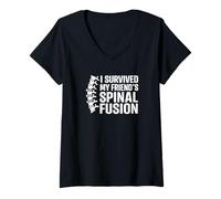 Mujer Sobreviví a la fusión espinal de mi Amigo Soporte Divertido Camiseta Cuello V