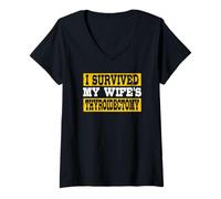 Mujer Sobreviví a la tiroidectomía de mi esposa Camiseta Cuello V