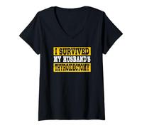 Mujer Sobreviví a la tiroidectomía de mi esposo Camiseta Cuello V