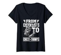 Mujer Sobreviví a mi Primera aviación de Vuelo en Solitario Camiseta Cuello V